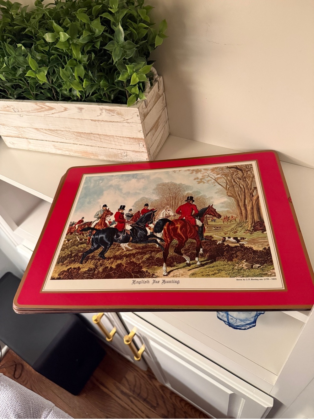Pimpernel English Fox Hunting Cork Backed Placemats Set of 4 VTG.  J.F. Herring